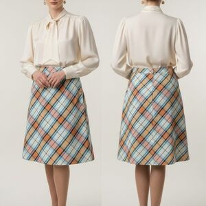 True Vintage 60s/70s Sears Plaid Skirt | Preppy A- line Midi